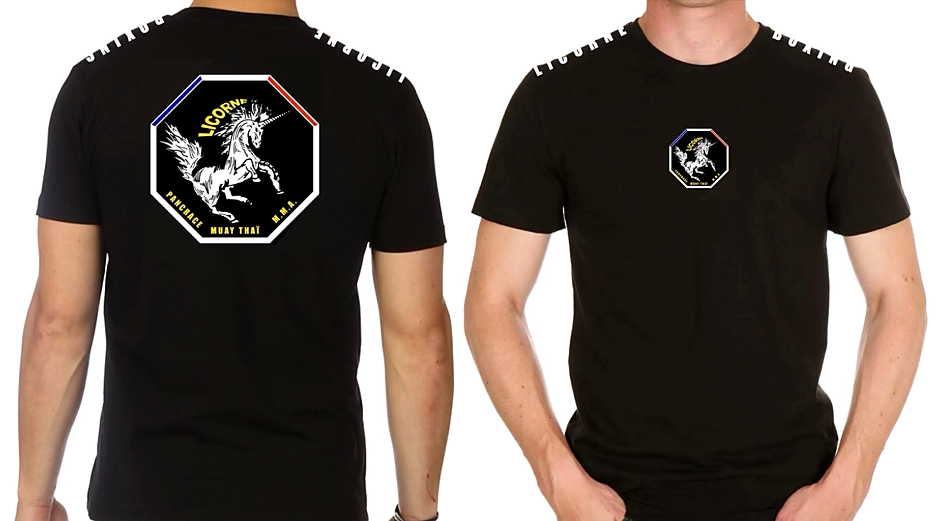 T-shirt du Licorne Boxing, vues avant et arrière